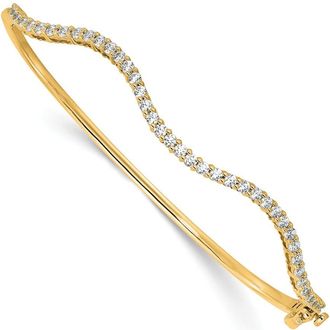 Diamond2Deal 14k Gold 1 Ct Lab Grown Diamond Fancy Wavy Bangle Bracelet