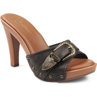 Candie's Federica Platform Slide Sandal in Brown Leather at Nordstrom, Size 10