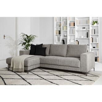 Fredriks home24 Fredriks Ecksofa Summer 2-Sitzer Hellgrau Webstoff 236x82x147 cm (BxHxT) Modern