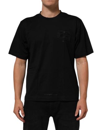 Dolce & Gabbana Mens Logo Short Sleeve Tee - Black Cotton - Size EU 50 (Mens)