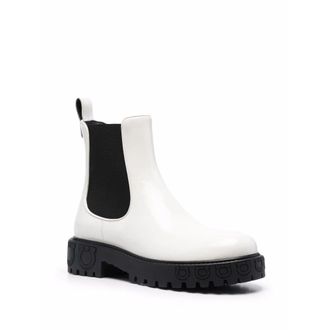 Ferragamo Lug-Sole Leather Chelsea Boot - White