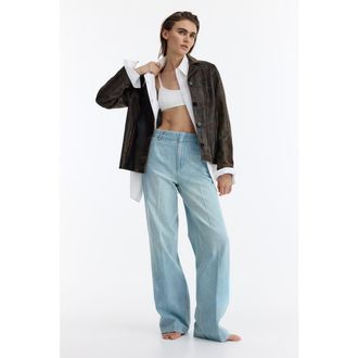 H&M Straight High Jeans in Light Denim Blue at Nordstrom, Size 16