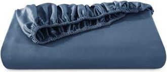 Bare Home 400 Thread Count Organic Cotton Sateen Fitted Sheet in Bering Sea at Nordstrom, Size California King