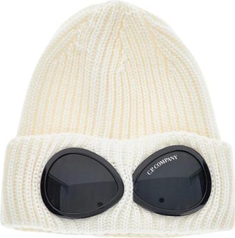 C.P. Company C.p. Company, Accessoires, Heren, Wit, ONE Size, Wol, Extrafijne Merino Wol Goggle Beanie