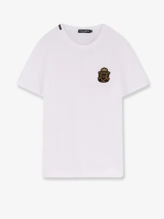Dolce & Gabbana Logo-Embroidered Patch T-Shirt - White