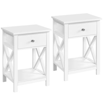 Yaheetech Set 2 Comodini Moderni Comodino Camera Da Letto Mobiletto In Legno E Mdf Arredamento Da Divano Salotto Stile Shabby Chic Bianco - Yaheetech