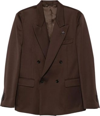 Lardini Giacca doppiopetto con revers a punta - Heren - Blazers - Bruin - XL - Jassen
