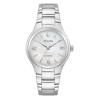 Bulova Classic Automatic White Mother of Pearl Dial Ladies Watch 96L301