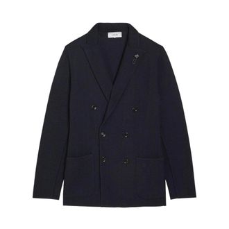 Lardini Gebreid double-breasted colbert - Heren - Blazers - Blauw - S - Katoen - Jassen