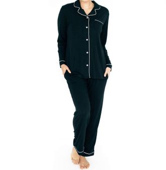 Kindred Bravely Maternity Bamboo Classic Long Sleeve And Nursing Pajama Set In Black