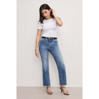 Good American Womens Always Fits Good Petite Straight Jeans | Indigo, Size 14-18 Plus | Good American by Khlo&Egrave; Kardashian