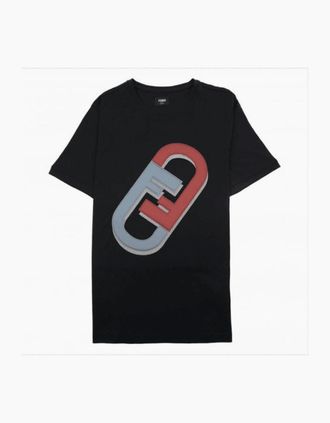 Fendi Mens Fendi Fendi Olock Motif T-shirt Black - Size: 34