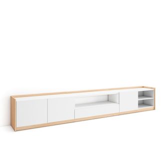 Skraut Home Skraut Home - Mueble Tv, Televisi&oacute;n, 310x37x50cm, Para Tv Hasta 80, Blanco Y Roble Soft