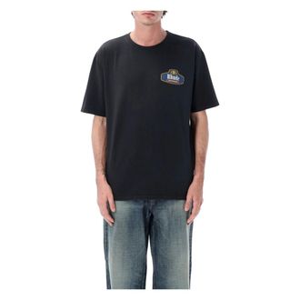 Rhude T-Shirts, male, Black, Size: XL Racing Crest Tee