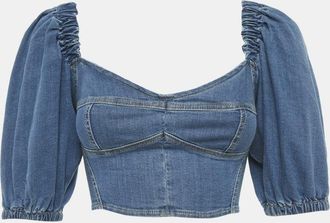 Elisabetta Franchi Denim Crop Top