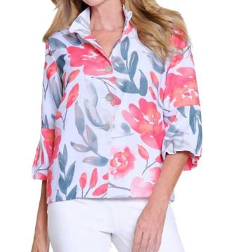 Multiples Blushing Garden Statement Jacket In Floral