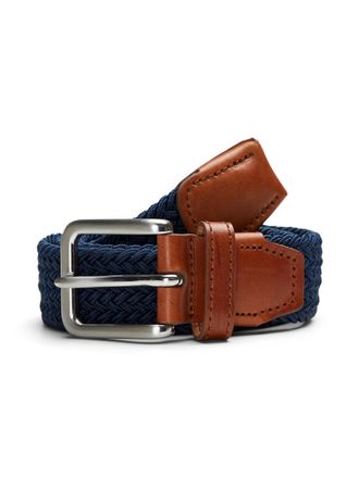 Jack & Jones Stretchg&uuml;rtel JACK & JONES JACSPRING WOVEN BELT NOOS, Herren, Gr. 105, blau (navy blazer), Materialmix, Flechtoptik, unifarben, G&uuml;rtel Stretchg&uuml;rtel, 