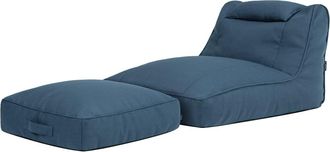 Icon Brand Set puf sof&aacute; y coj&iacute;n de suelo en olefina impermeable azul denim