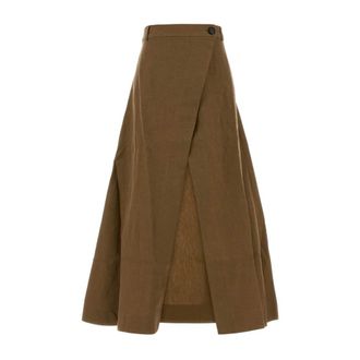 Le Kasha Midi Skirts, female, Brown, Size: XS Linen Skirt