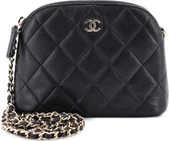 Chanel CC Dome Zip Clutch with Chain Quilted Caviar Mini crossbody bag - Nero