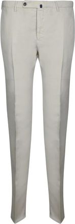 Incotex Lichtgewicht Duifgrijze Broek met Rits - Heren - Slim Fit Broeken - Beige - XS - Katoen - Broeken