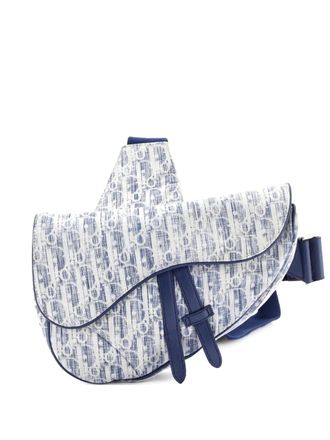 Dior Saddle Oblique Kasuri Jacquard crossbody bag - Blu