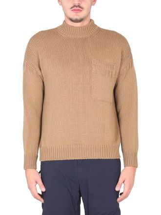 Ten c Cotton Ribbed Turtleneck - Beige