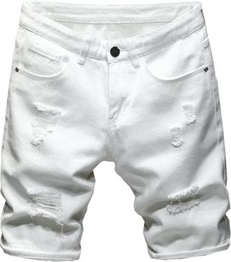 Generic Summer Mens Ripped Denim Shorts Classic Black White Fashion Casual Slim Fit Short Jeans