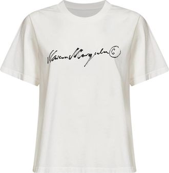 Maison Margiela Overdyed Jersey Bedruikt T-shirt - Dames - T-shirts - Wit - M - Katoen - Tops