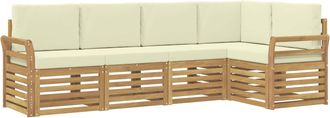 vidaXL Conjunto De Sof&aacute;s De Exterior 5 Uds. Blanco Y Crema Poli&eacute;ster Vidaxl