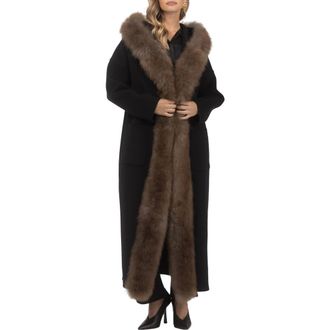 Gorski Cashmere Parka with Genuine Shearling Trim in Black/brown/black at Nordstrom, Size X-Small