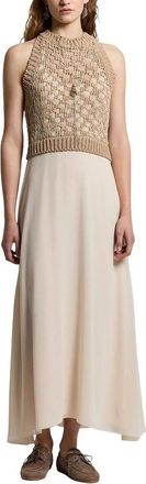 PESERICO Peserico, Midi Dresses, female, Beige, Size: L Crochet Midi Dress