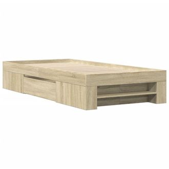 vidaXL Estructura De Cama Sin Colch&oacute;n Madera Roble Sonoma 75x190 Cm Vidaxl