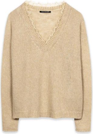 Luisa Cerano V-Neck Pullover - Dames - V-hals truien - Geel - M - Wol - Truien & Vesten
