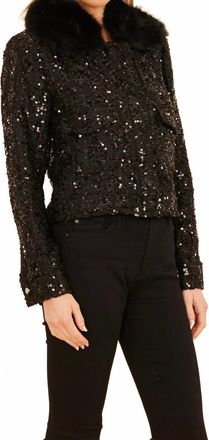 Dolce Cabo Trimmed Sequin Jacket In Black
