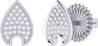 LuvMyJewelry Raindrop Sterling Silver Diamond Stud Earring
