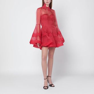 Zimmermann Rebellion red bell-sleeve mini dress