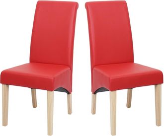 Hhg Hhg - Nunca Usado] Lote De 2 Sillas De Comedor Silla De Cocina Silla M37, Piel Sint&eacute;tica Mate, Roja, Patas Claras