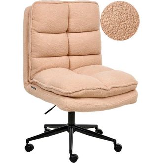 Beliani Beliani - Silla Ejecutiva De Oficina Asiento Inclinable Acolchado Grueso Boucl&eacute; Rosa Melocot&oacute;n Addison