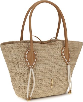 Christian Louboutin Womens Large Venus Basket Shoulder Bag Natural-Cuoio Raffia Natural/cuoio