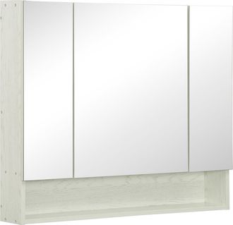 OEM Armario De Ba&ntilde;o Con Espejo 3 Puertas Estante Ajustable Y Compartimento 90x15x75 Cm Blanco