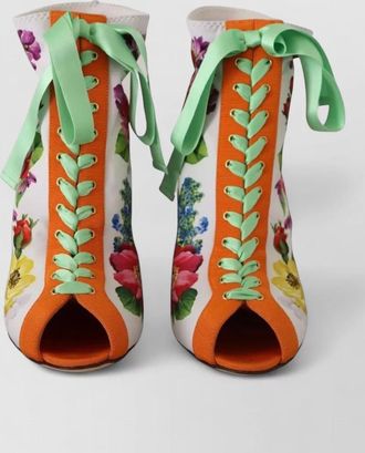 Dolce & Gabbana floral-print open-toe ankle boots