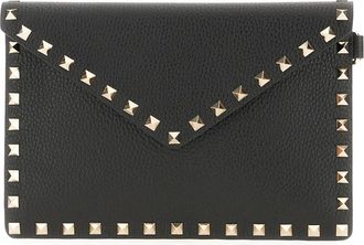 Valentino Garavani Tassen, Dames, Zwart, ONE Size, Leer, Rockstud Envelope Clutch