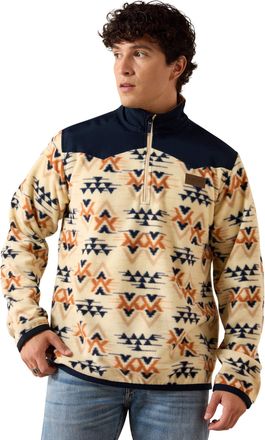 Ariat Mens Basis Fleece Pullover Sweatshirt Long Sleeve in Oxford Tan Arrows, Size 2X-Large, by Ariat