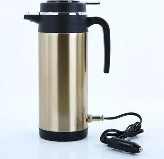 No Brand Hervidor El&eacute;ctrico De Coche De Acero Inoxidable De 24 V (1200 Ml) Color Dorado - Hervidor De Viaje De Gran Capacidad Con Asa Y Enchufe Para Encendedor