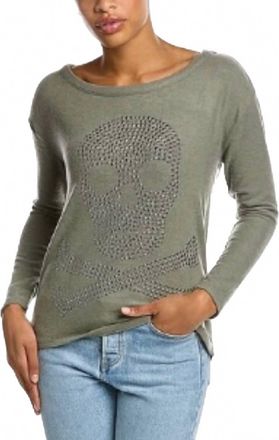 Chaser Studded Skull Long Sleeve Tee In Safari Green