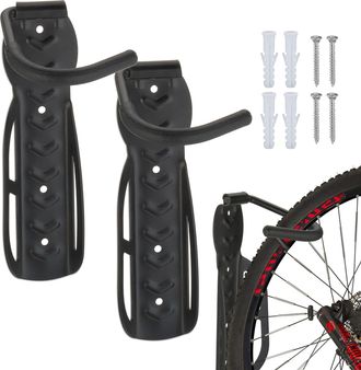 Relaxdays Relaxdays - Set 4 Soportes Bicicleta De Pared, Sujeci&oacute;n Hasta 25 Kg Cada Uno, Negro