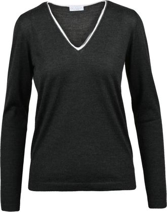 Brunello Cucinelli Truien & Vesten, Dames, Grijs, L, Kasjmier, Sottogiacca a V