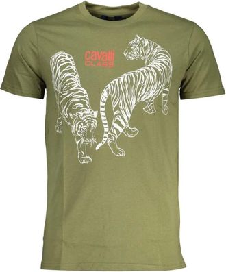 Cavalli Katoenen T-shirt - Heren - T-shirts - Groen - L - Katoen - Tops