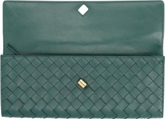Bottega Veneta Womens Clutch Bag Andiamo Leather Green